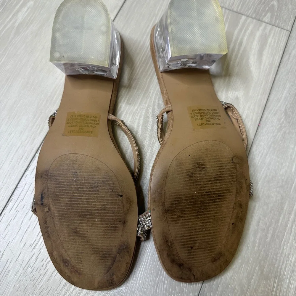 Steve Madden Issy-R rhinestone sandals clear vinyl mules block heels 8 y2k inspo